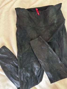 SPANX Black High-Waist Faux-Leather Leggings 3X